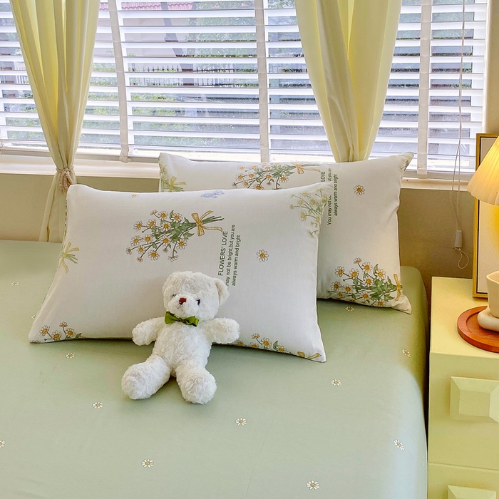 91家纺网 家纺一手货源 找家纺 洺兰2025年13070全棉喷气印花纯棉床单小清新花卉北欧风单床单