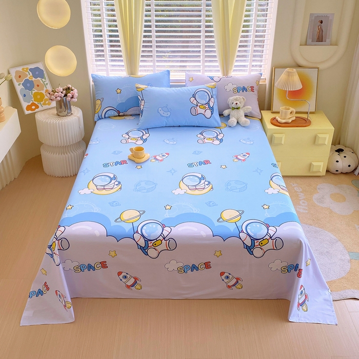 91家纺网 家纺一手货源 找家纺 洺兰2025年13070全棉喷气印花纯棉床单小清新花卉北欧风单床单