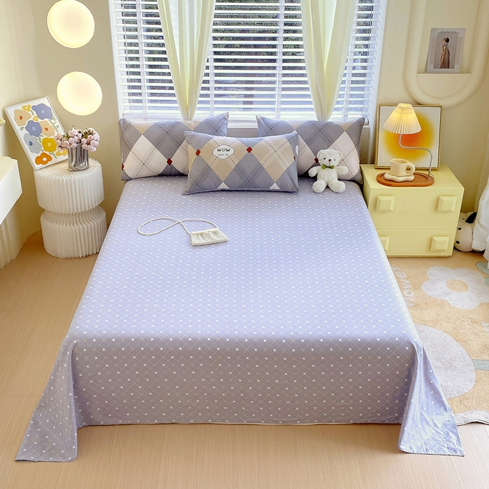 91家纺网 家纺一手货源 找家纺 洺兰2025年13070全棉喷气印花纯棉床单小清新花卉北欧风单床单