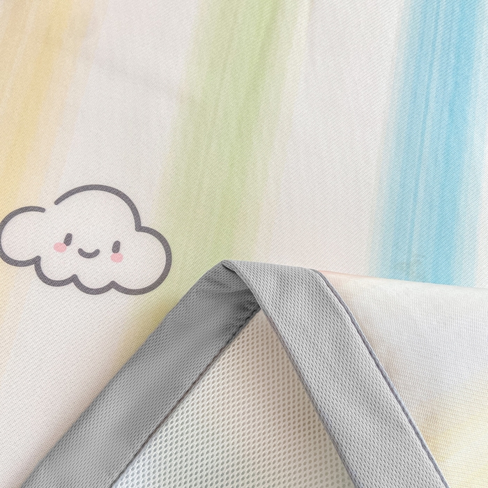 91家纺网 家纺一手货源 找家纺 耐思家纺 2025春夏新款A类冰丝印花凉席空调席学生系列 彩条猫咪