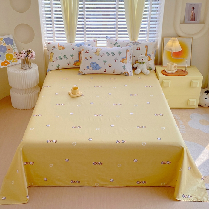 91家纺网 家纺一手货源 找家纺 洺兰2025年13070全棉喷气印花纯棉床单小清新花卉北欧风单床单