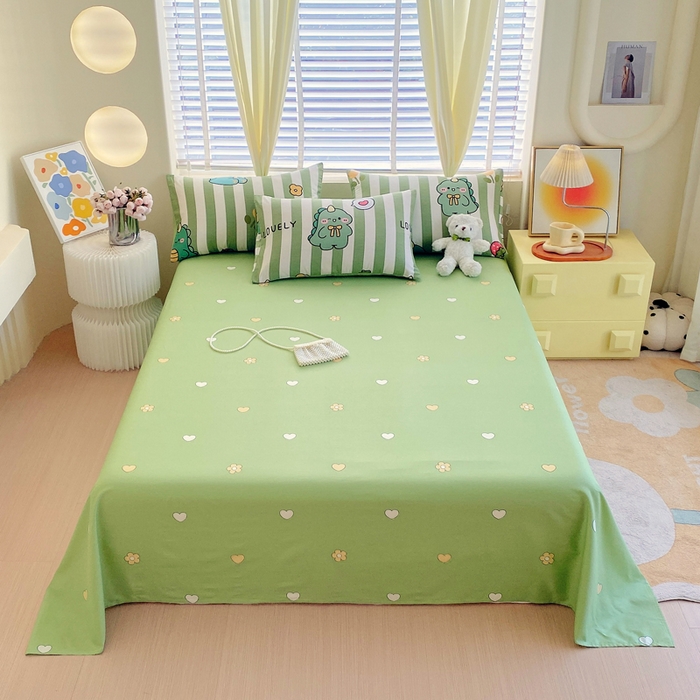 91家纺网 家纺一手货源 找家纺 洺兰2025年13070全棉喷气印花纯棉床单小清新花卉北欧风单床单