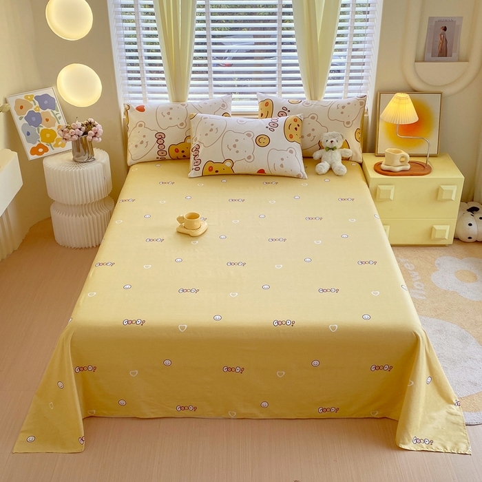 91家纺网 家纺一手货源 找家纺 洺兰2025年13070全棉喷气印花纯棉床单小清新花卉北欧风单床单