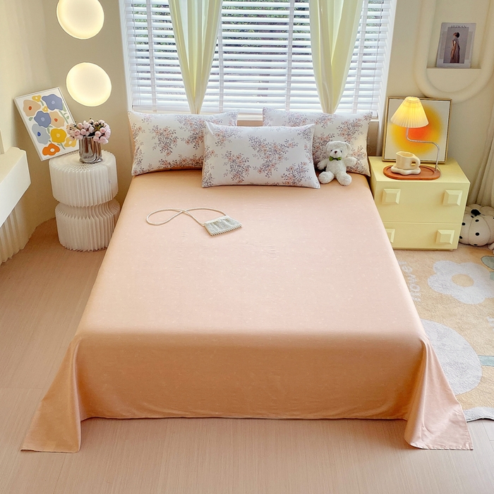 91家纺网 家纺一手货源 找家纺 洺兰2025年13070全棉喷气印花纯棉床单小清新花卉北欧风单床单