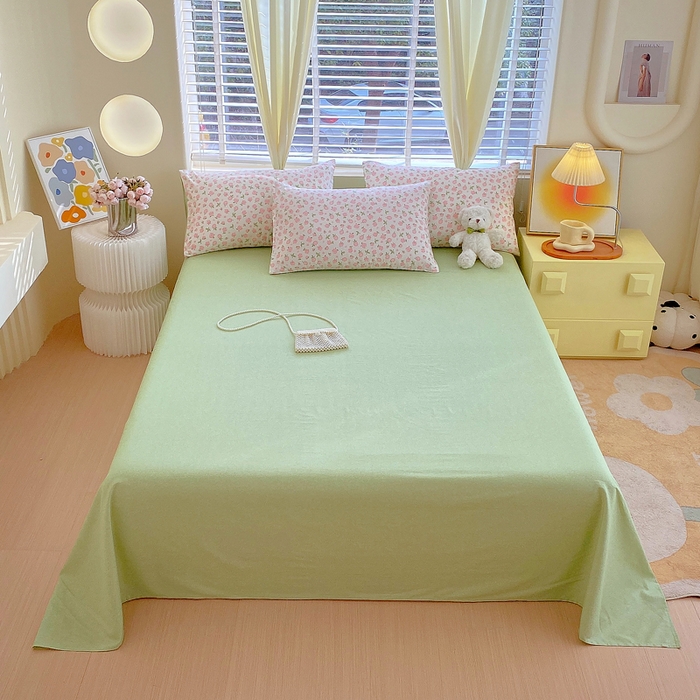 91家纺网 家纺一手货源 找家纺 洺兰2025年13070全棉喷气印花纯棉床单小清新花卉北欧风单床单