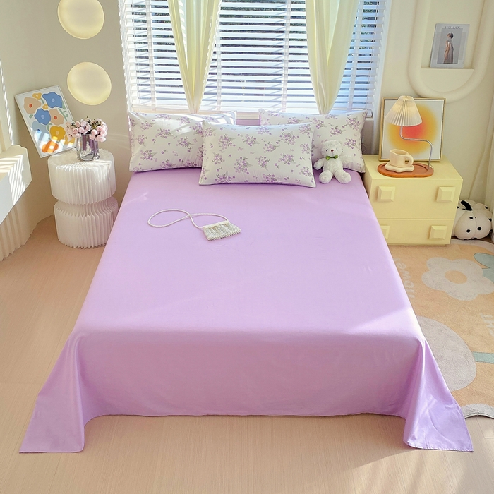 91家纺网 家纺一手货源 找家纺 洺兰2025年13070全棉喷气印花纯棉床单小清新花卉北欧风单床单