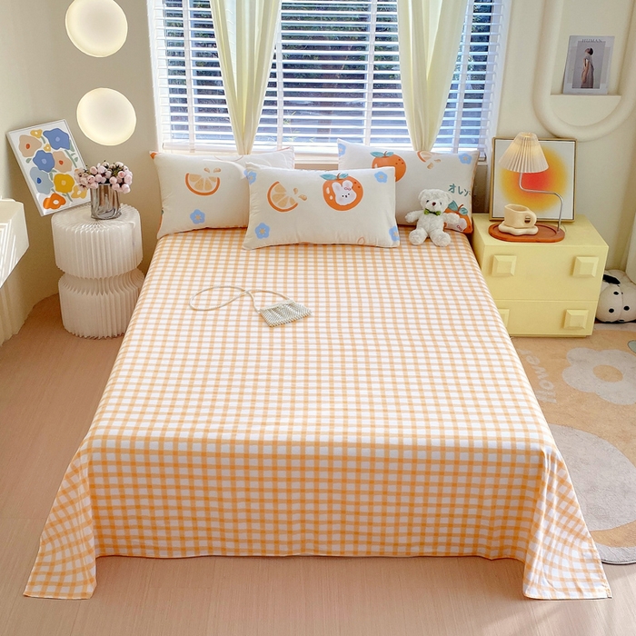 91家纺网 家纺一手货源 找家纺 洺兰2025年13070全棉喷气印花纯棉床单小清新花卉北欧风单床单