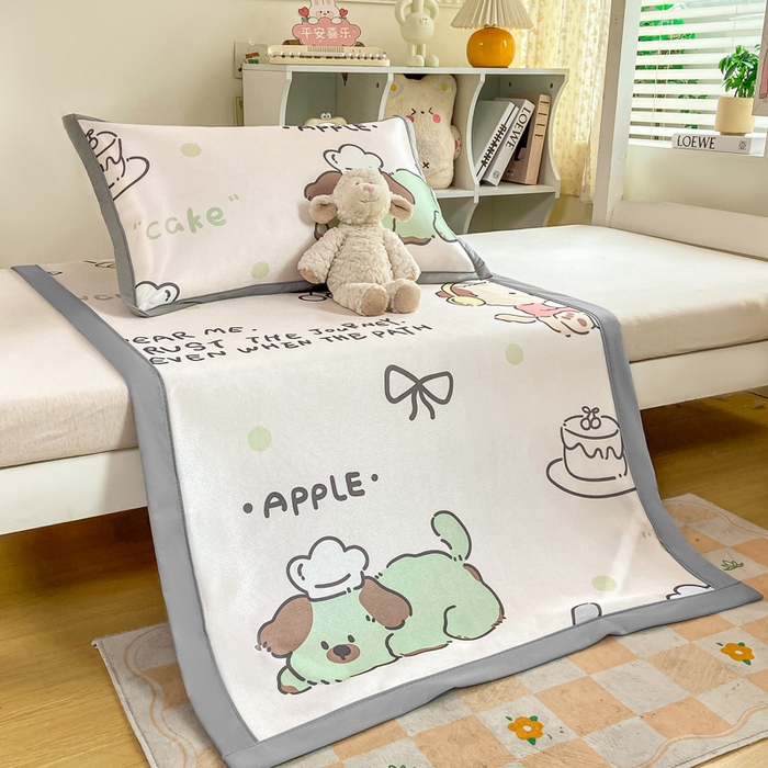 91家纺网 家纺一手货源 找家纺 耐思家纺 2025春夏新款A类冰丝印花凉席空调席学生系列 皮皮狗