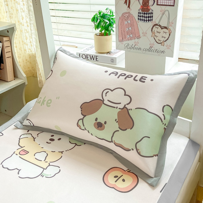 91家纺网 家纺一手货源 找家纺 耐思家纺 2025春夏新款A类冰丝印花凉席空调席学生系列 皮皮狗