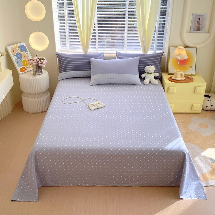 91家纺网 家纺一手货源 找家纺 洺兰2025年13070全棉喷气印花纯棉床单小清新花卉北欧风单床单