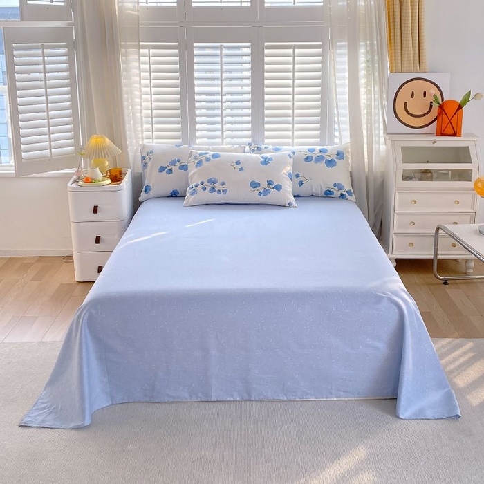 91家纺网 家纺一手货源 找家纺 洺兰2025年13070全棉喷气印花纯棉床单小清新花卉北欧风单床单