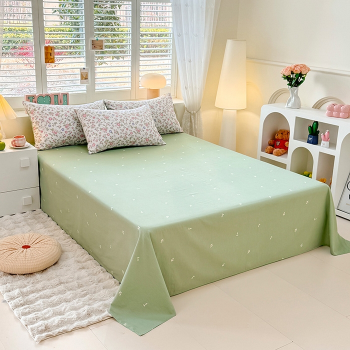 洺兰2025年13070全棉喷气印花纯棉床单小清新花卉北欧风单床单