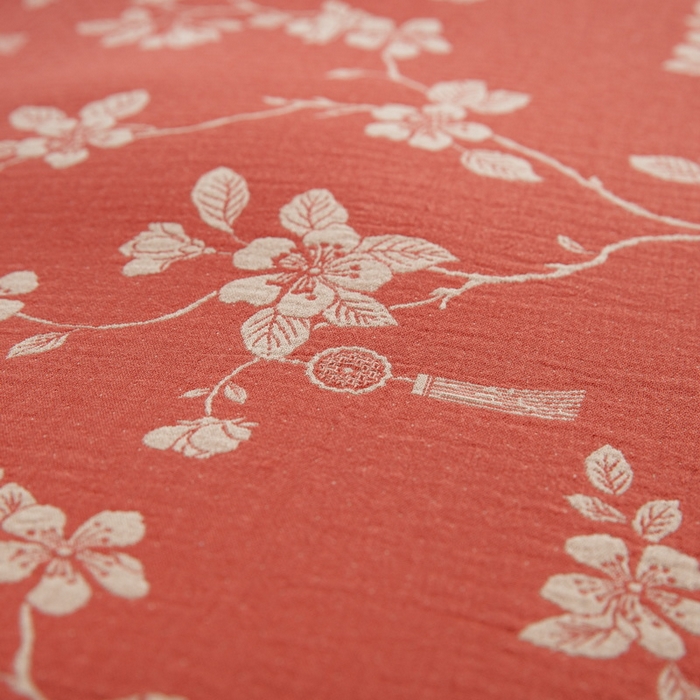 91家纺网 家纺一手货源 找家纺 2025新款全棉色织双层纱纽扣款四件套 春晖-桔红