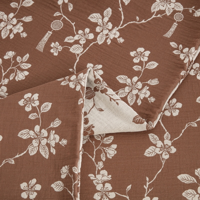 91家纺网 家纺一手货源 找家纺 2025新款全棉色织双层纱纽扣款四件套 春晖-浅咖