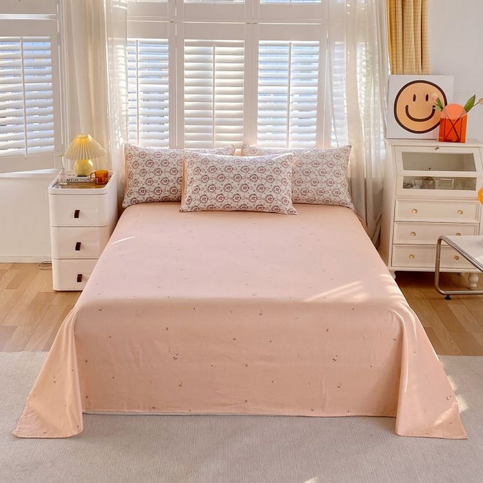 91家纺网 家纺一手货源 找家纺 洺兰2025年13070全棉喷气印花纯棉床单小清新花卉北欧风单床单