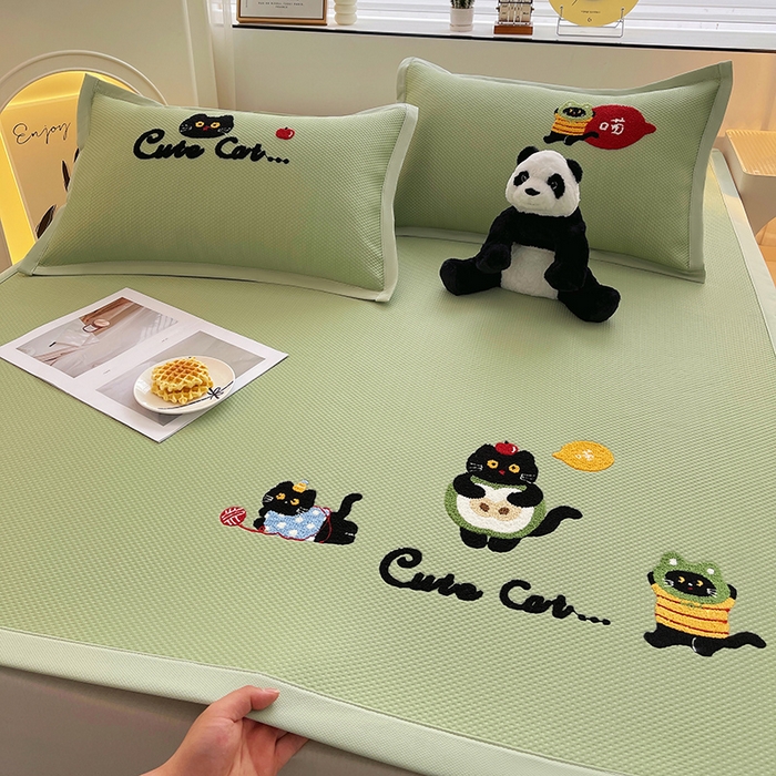 91家纺网 家纺一手货源 找家纺 （总）炫拼2025新款A类满天星凉豆豆卡通毛巾绣大包边复合凉席 