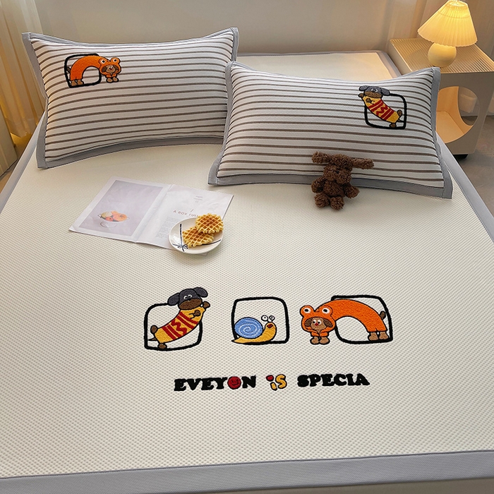 91家纺网 家纺一手货源 找家纺 （总）炫拼2025新款A类满天星凉豆豆卡通毛巾绣大包边复合凉席 