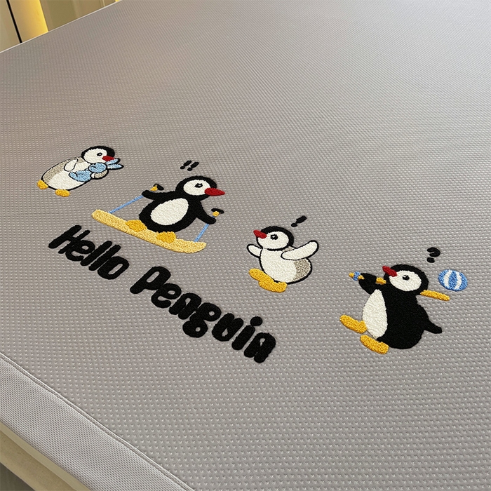 91家纺网 家纺一手货源 找家纺 炫拼2025新款A类满天星凉豆豆卡通毛巾绣大包边复合凉席  快乐旅行