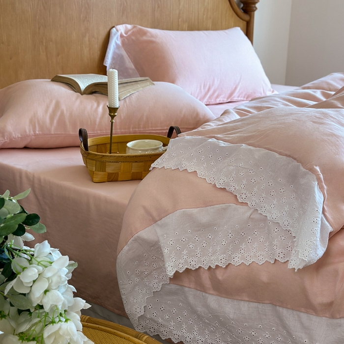 91家纺网 家纺一手货源 找家纺 （总）窝米 2025新款全棉纯棉轻氧纱蕾丝花边款四件套系列