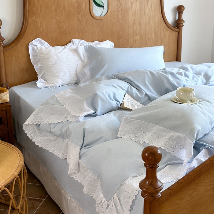 91家纺网 家纺一手货源 找家纺 （总）窝米 2025新款全棉纯棉轻氧纱蕾丝花边款四件套系列