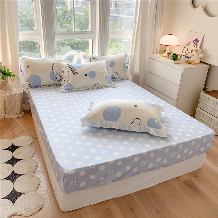 91家纺网 家纺一手货源 找家纺 （总）玉元坊 2025年新款三丽鸥系列白花边被套纯棉全棉床裙三件套四件套-大耳狗系列