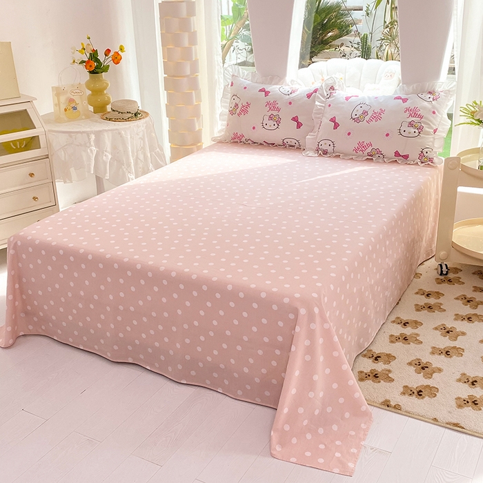 91家纺网 家纺一手货源 找家纺 （总）玉元坊 2025年5月新品 三丽鸥花边被套全棉床单纯棉床裙床笠三四件套-凯蒂猫系列