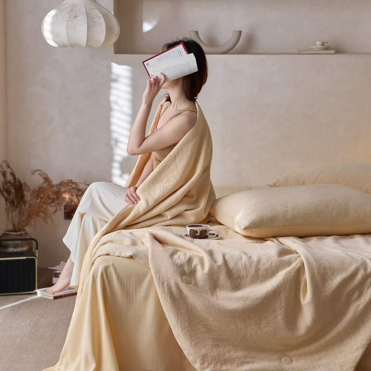 91家纺网 家纺一手货源 找家纺 （总）梦享生活家居 2025新款色织三层提花夏被