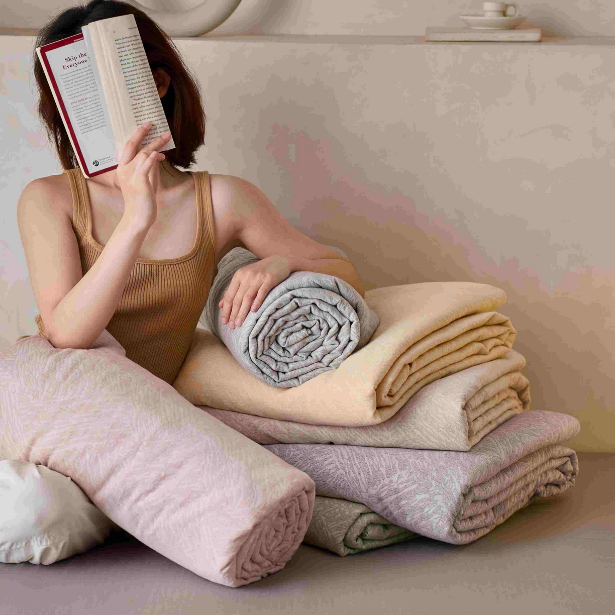 91家纺网 家纺一手货源 找家纺 梦享生活家居 2025新款色织三层提花夏被 组合