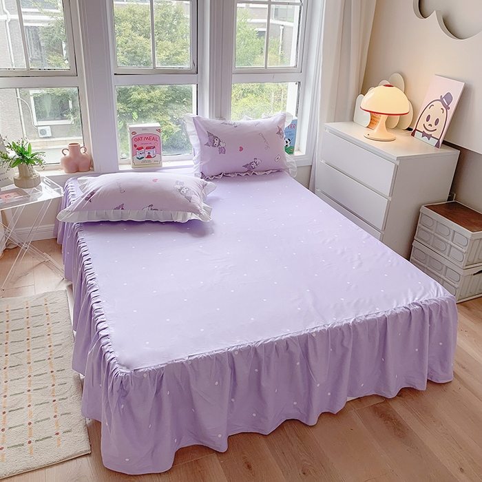 91家纺网 家纺一手货源 找家纺 玉元坊 2025年5月新品 三丽鸥花边被套全棉床单纯棉床裙床笠三四件套-库洛米系列 库洛米宝贝【花边款】