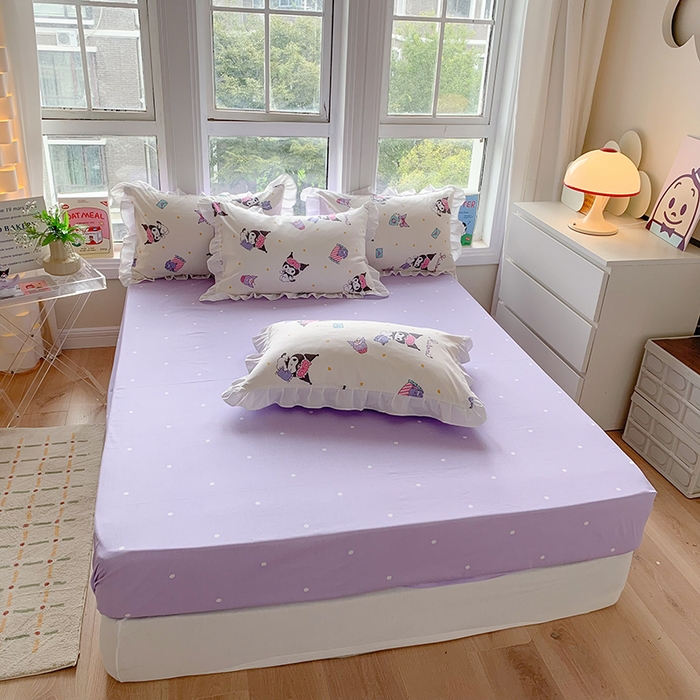 91家纺网 家纺一手货源 找家纺 玉元坊 2025年5月新品 三丽鸥花边被套全棉床单纯棉床裙床笠三四件套-库洛米系列 库洛米伙伴【花边款】