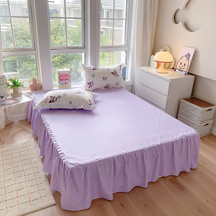 91家纺网 家纺一手货源 找家纺 玉元坊 2025年5月新品 三丽鸥花边被套全棉床单纯棉床裙床笠三四件套-库洛米系列 库洛米伙伴【花边款】