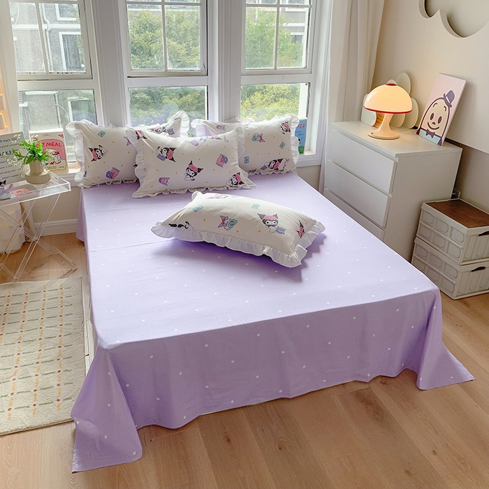 91家纺网 家纺一手货源 找家纺 玉元坊 2025年5月新品 三丽鸥花边被套全棉床单纯棉床裙床笠三四件套-库洛米系列 库洛米伙伴【花边款】