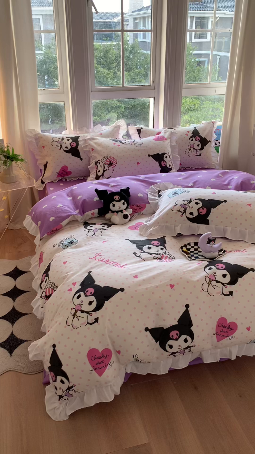 91家纺网 家纺一手货源 找家纺 玉元坊 2025年5月新品 三丽鸥花边被套全棉床单纯棉床裙床笠三四件套-库洛米系列 甜筒库洛米【花边款】