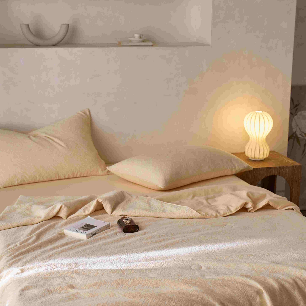 91家纺网 家纺一手货源 找家纺 梦享生活家居 2025新款色织三层提花夏被 缤纷黄