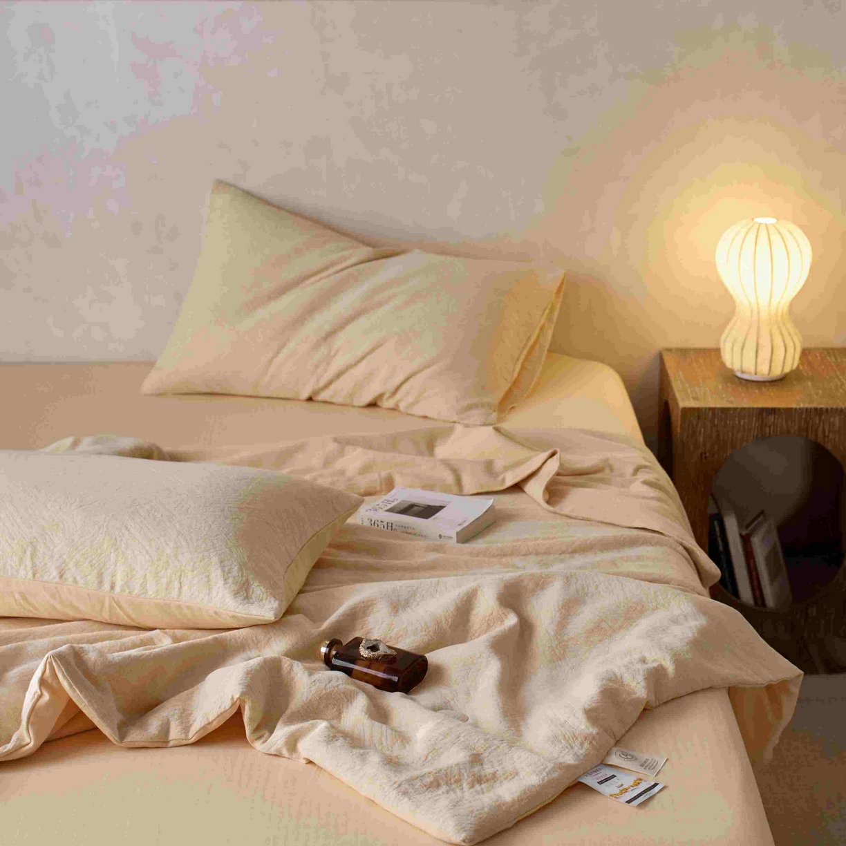 91家纺网 家纺一手货源 找家纺 梦享生活家居 2025新款色织三层提花夏被 缤纷黄