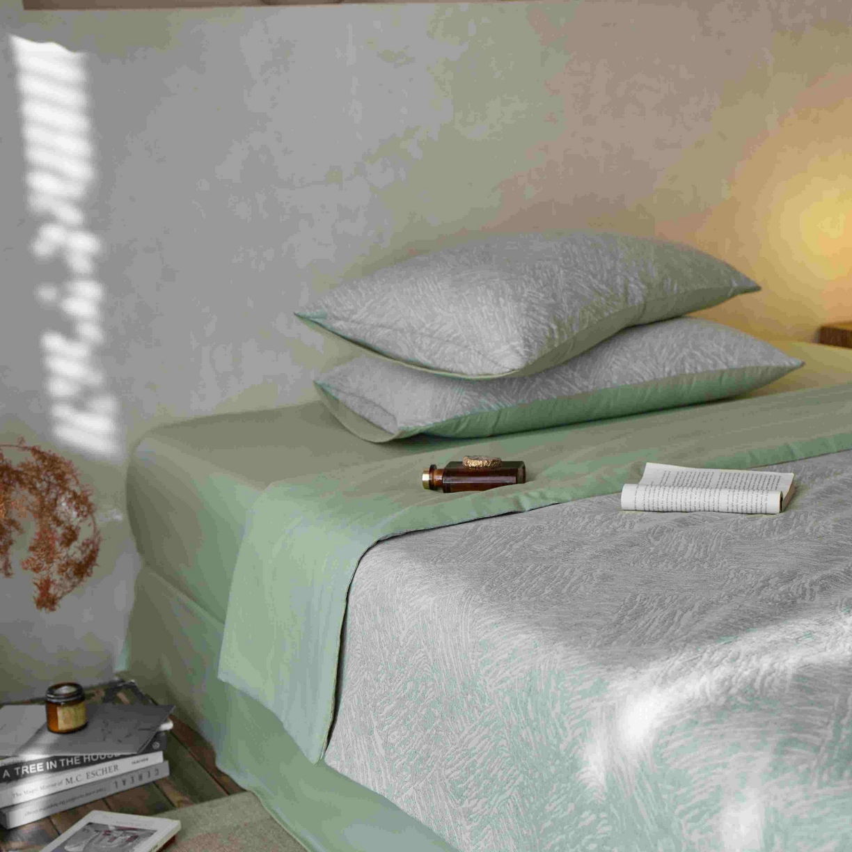 91家纺网 家纺一手货源 找家纺 梦享生活家居 2025新款色织三层提花夏被 缤纷绿