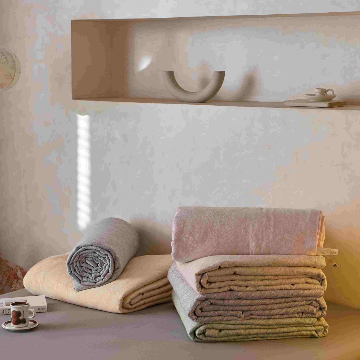 91家纺网 家纺一手货源 找家纺 梦享生活家居 2025新款色织三层提花夏被 组合