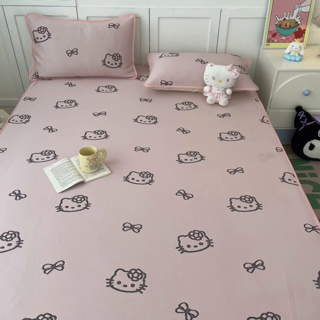 91家纺网 家纺一手货源 找家纺 （总）金爱家 2025新款A类三丽鸥授权kitty凉感中分子PE果冻席玛卡龙撞色空调软席凉席