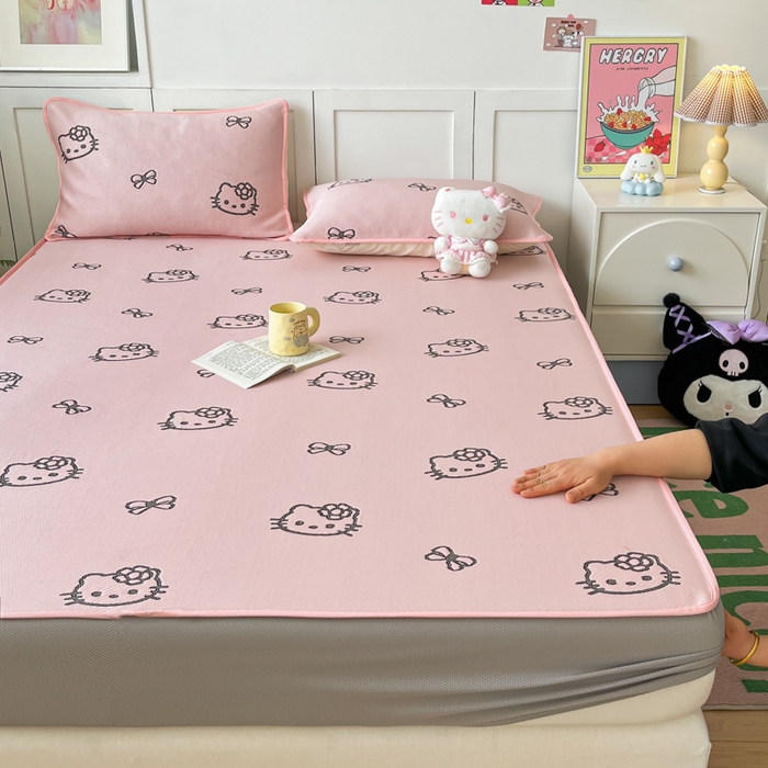 91家纺网 家纺一手货源 找家纺 （总）金爱家 2025新款A类三丽鸥授权kitty凉感中分子PE果冻席玛卡龙撞色空调软席凉席