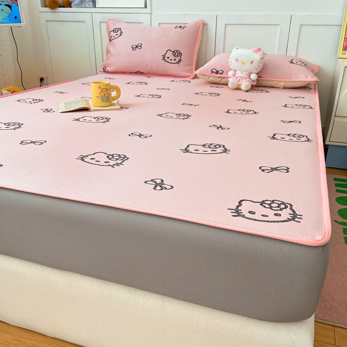 91家纺网 家纺一手货源 找家纺 （总）金爱家 2025新款A类三丽鸥授权kitty凉感中分子PE果冻席玛卡龙撞色空调软席凉席