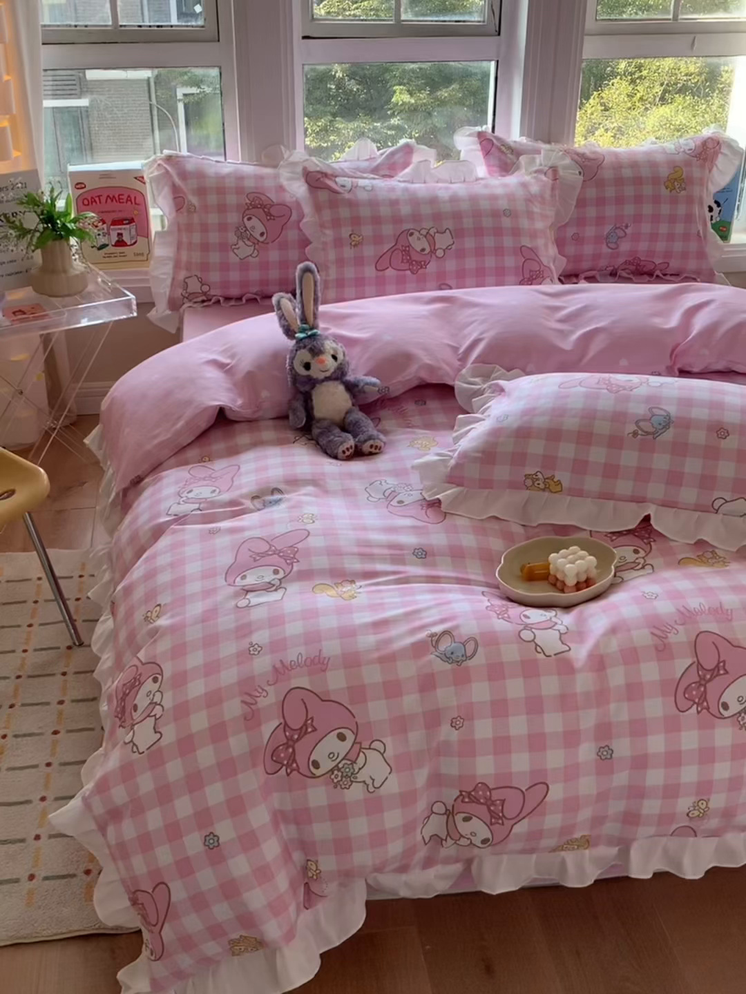 91家纺网 家纺一手货源 找家纺 （总）玉元坊 2025年5月新品 三丽鸥花边被套全棉床单纯棉床裙床笠三四件套-美乐蒂系列