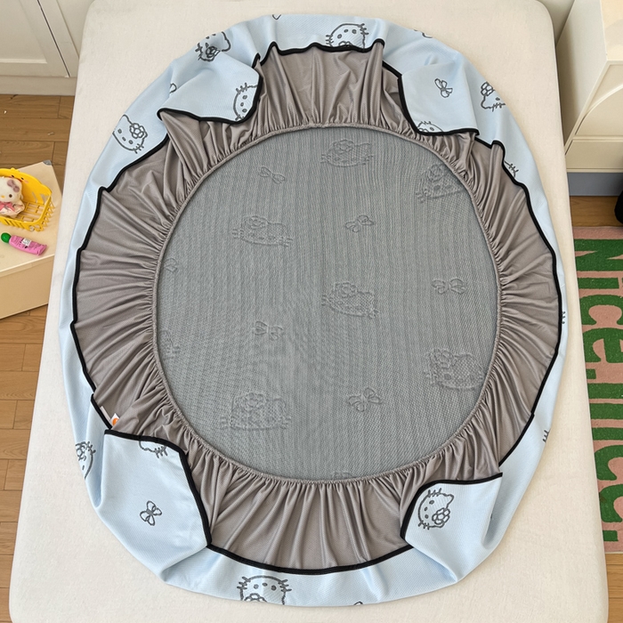 91家纺网 家纺一手货源 找家纺 金爱家 2025新款A类三丽鸥授权kitty凉感中分子PE果冻席玛卡龙撞色空调软席凉席 PE果冻席-Kitty蓝黑