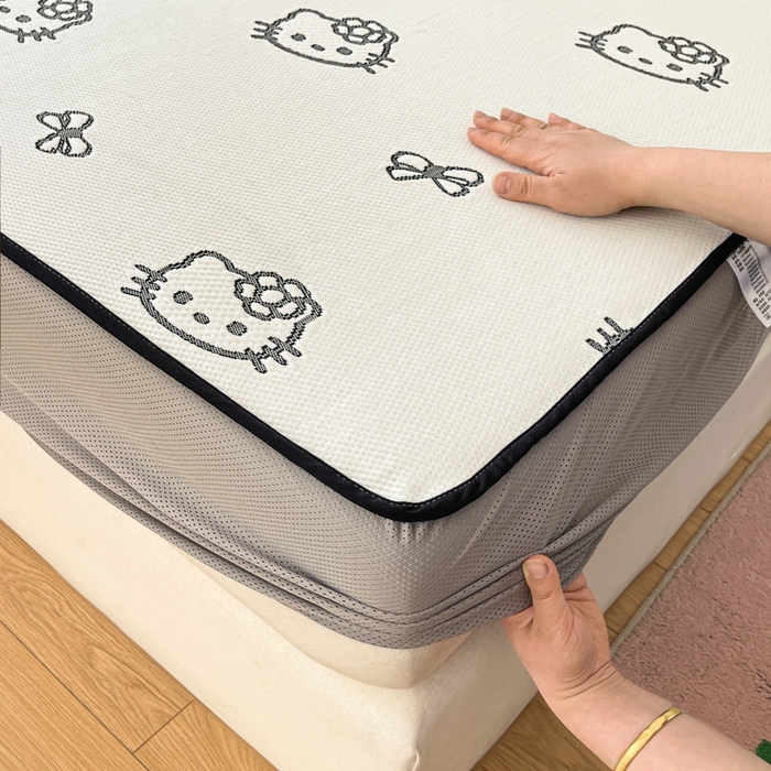 91家纺网 家纺一手货源 找家纺 金爱家 2025新款A类三丽鸥授权kitty凉感中分子PE果冻席玛卡龙撞色空调软席凉席 PE果冻席-Kitty奶油白