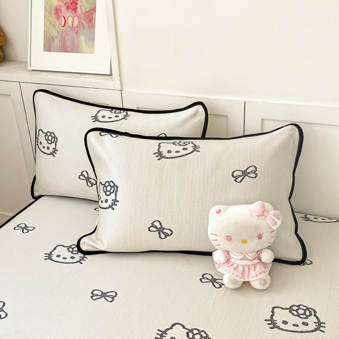 91家纺网 家纺一手货源 找家纺 金爱家 2025新款A类三丽鸥授权kitty凉感中分子PE果冻席玛卡龙撞色空调软席凉席 PE果冻席-Kitty奶油白