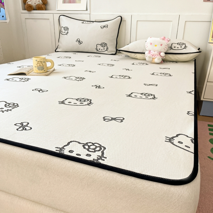 91家纺网 家纺一手货源 找家纺 金爱家 2025新款A类三丽鸥授权kitty凉感中分子PE果冻席玛卡龙撞色空调软席凉席 PE果冻席-Kitty奶油白