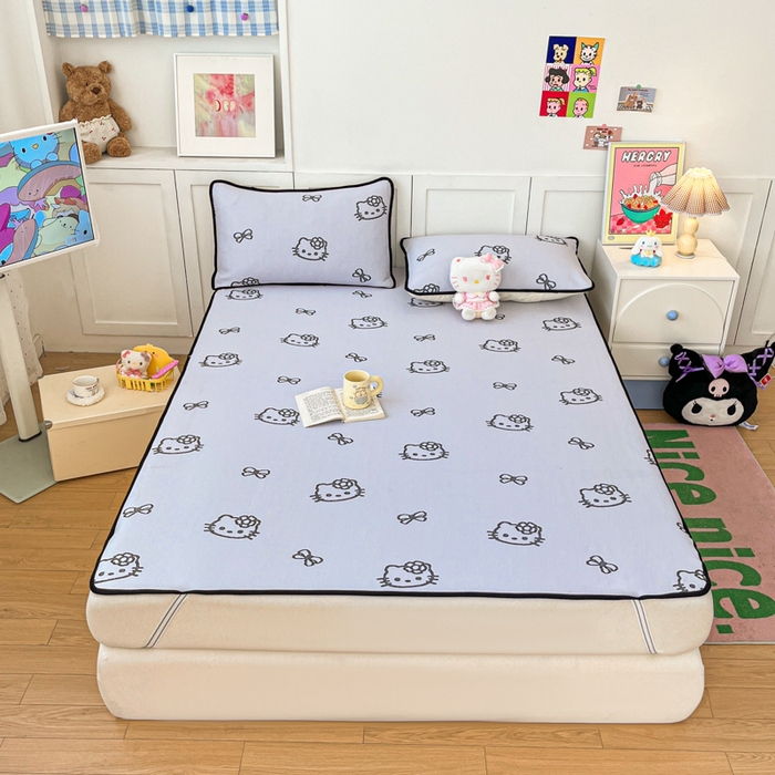 金爱家 2025新款A类三丽鸥授权kitty凉感中分子PE果冻席玛卡龙撞色空调软席凉席 PE果冻席-Kitty仙气紫