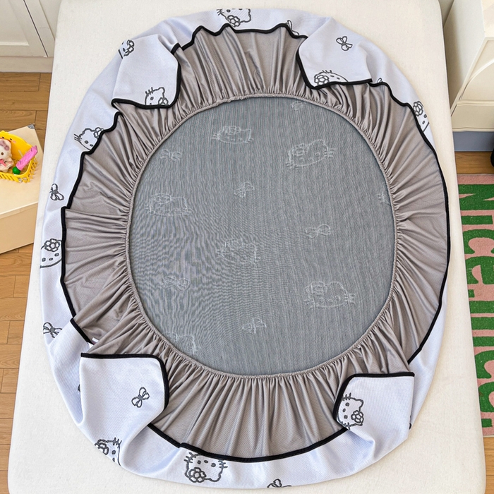 91家纺网 家纺一手货源 找家纺 金爱家 2025新款A类三丽鸥授权kitty凉感中分子PE果冻席玛卡龙撞色空调软席凉席 PE果冻席-Kitty仙气紫