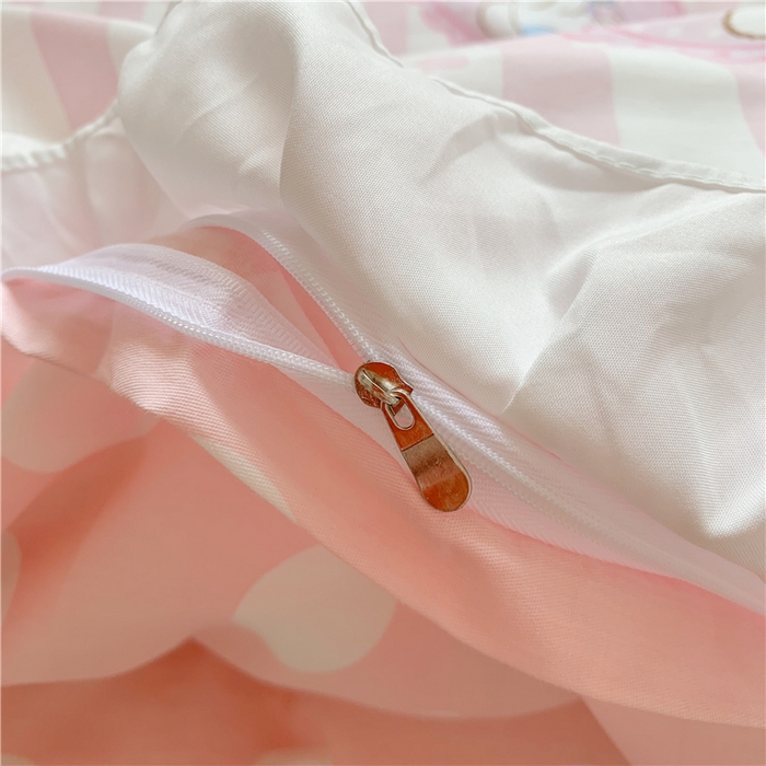 91家纺网 家纺一手货源 找家纺 玉元坊 2025年5月新品 三丽鸥花边被套全棉床单纯棉床裙床笠三四件套-美乐蒂系列 甜甜美乐蒂【花边款】