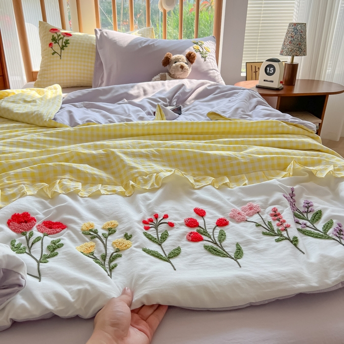 91家纺网 家纺一手货源 找家纺 （总）子钦2025春夏新款云朵棉毛巾绣韩版夏被-花仙子（风格二）