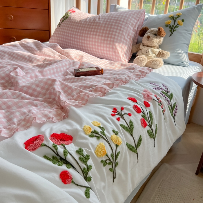 91家纺网 家纺一手货源 找家纺 （总）子钦2025春夏新款云朵棉毛巾绣韩版夏被-花仙子（风格二）